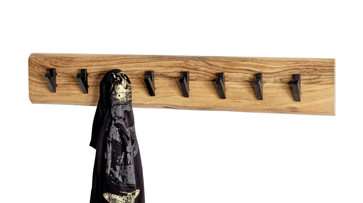 WANDGARDEROBE  in Akazie massiv Schwarz, Akaziefarben  - Schwarz/Akaziefarben, KONVENTIONELL, Holz/Metall (90/15/9cm)