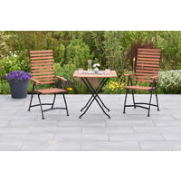 GARTENTISCHGRUPPE EukalyptusholzHartholz Stahl  - Graphitfarben/Naturfarben, KONVENTIONELL, Holz/Metall - Gardenson