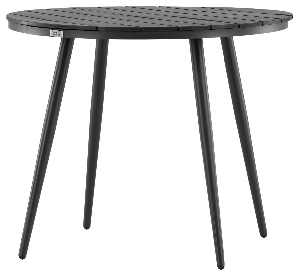 GARTENTISCH Metall, Kunststoff rund  - Schwarz, KONVENTIONELL, Kunststoff/Metall (90/74cm) - Gardenson