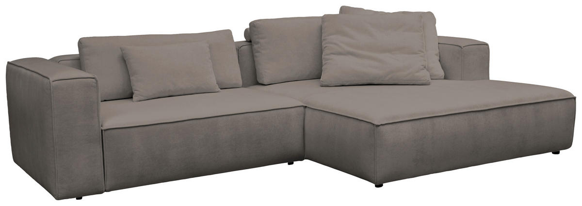 ECKSOFA Taupe Chenille Rücken echt  - Taupe/Schwarz, MODERN, Kunststoff/Textil (296/185cm) - Hom`in