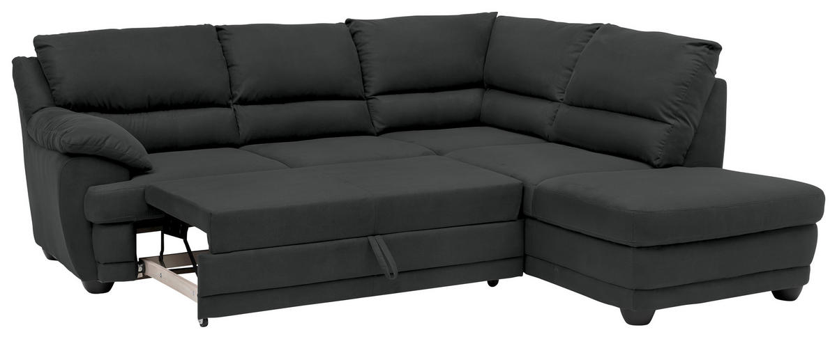 ECKSOFA in Chenille Anthrazit  - Anthrazit/Schwarz, Design, Kunststoff/Textil (246/225cm) - Livetastic