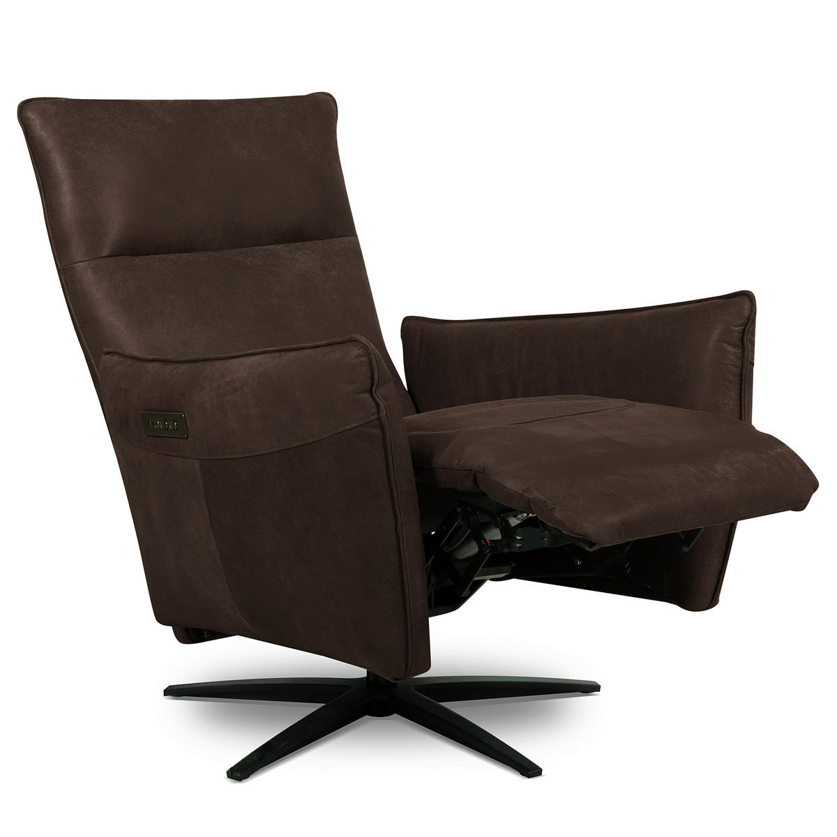 RELAXSESSEL Leder Dunkelbraun  - Dunkelbraun/Schwarz, Design, Leder/Metall (77/107/88cm) - Livetastic