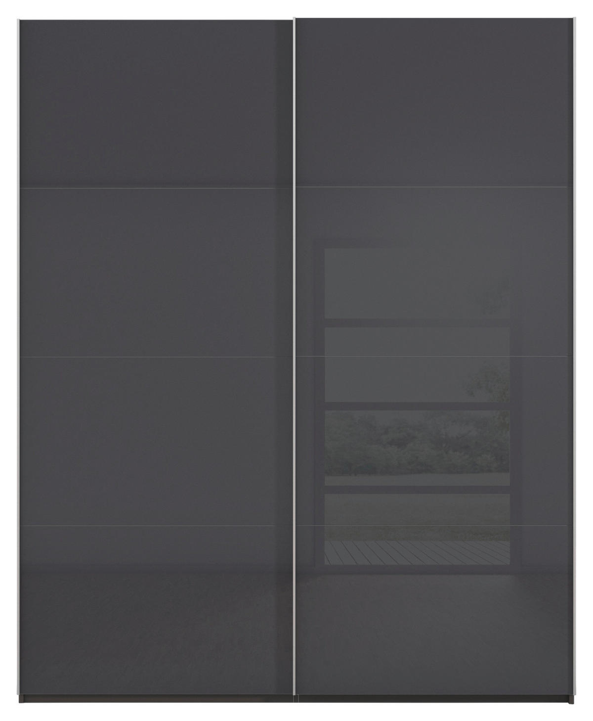 SCHWEBETÜRENSCHRANK 181/223/68 cm 2-türig Graphitfarben, Schwarz  - Alufarben/Graphitfarben, Design, Glas/Holzwerkstoff (181/223/68cm) - Xora