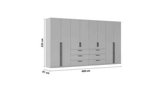 DREHTÜRENSCHRANK 400/235/61 cm,  in Graphitfarben, 8-türig  - Schwarz/Graphitfarben, Basics, Holzwerkstoff/Metall (400/235/61cm) - Novel
