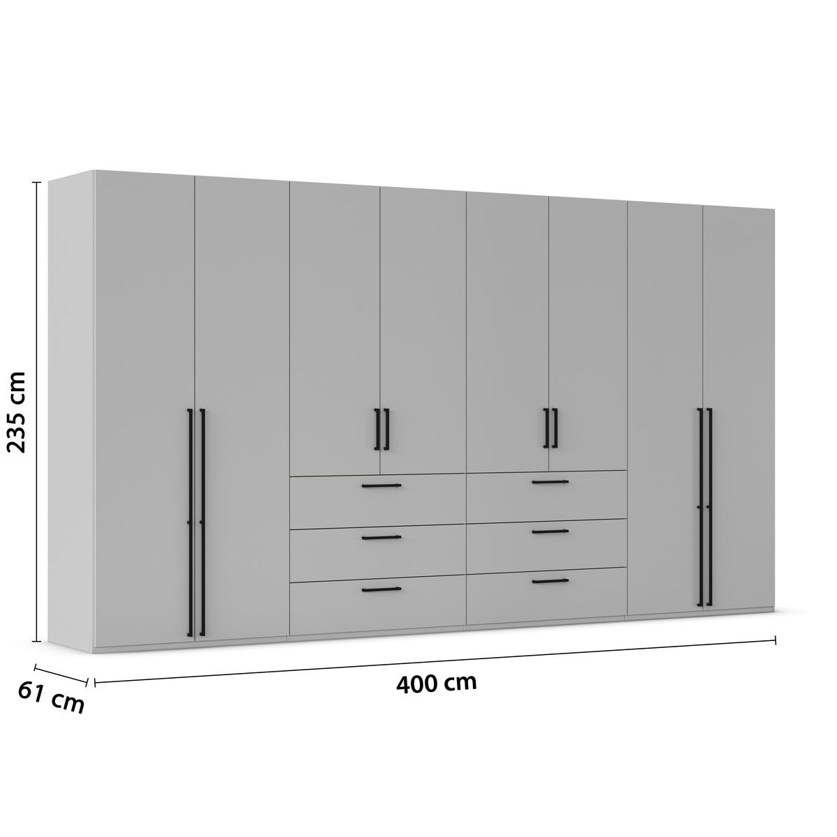 DREHTÜRENSCHRANK 400/235/61 cm,  in Graphitfarben, 8-türig  - Schwarz/Graphitfarben, Basics, Holzwerkstoff/Metall (400/235/61cm) - Novel