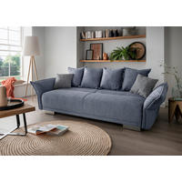 BIGSOFA in Chenille Hellblau  - Chromfarben/Silberfarben, Modern, Kunststoff/Textil (242/71/90/131cm) - Livetastic