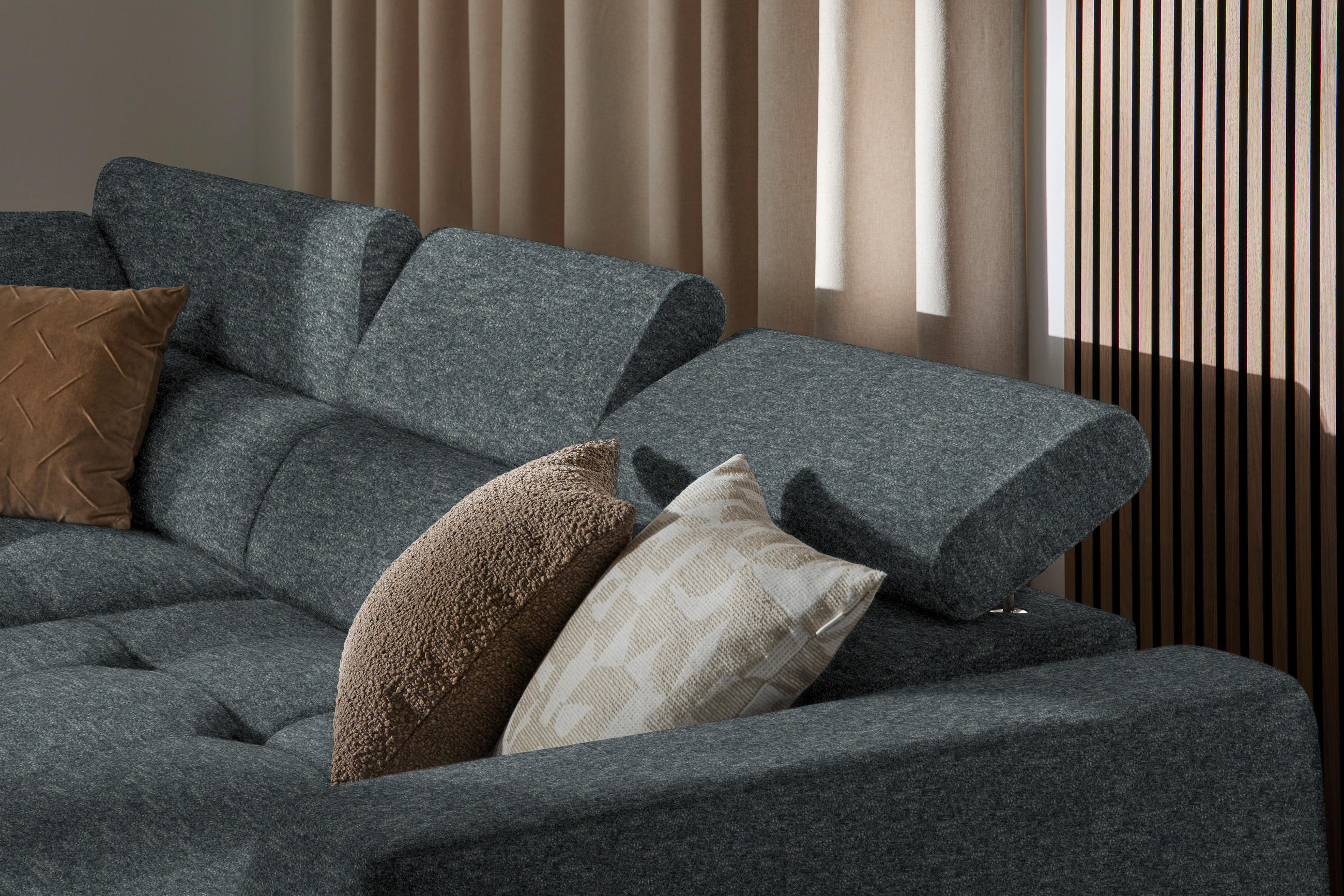 ECKSOFA in Chenille Grau  205/284 cm  - Schwarz/Grau, Design, Kunststoff/Textil (205/284cm) - Xora