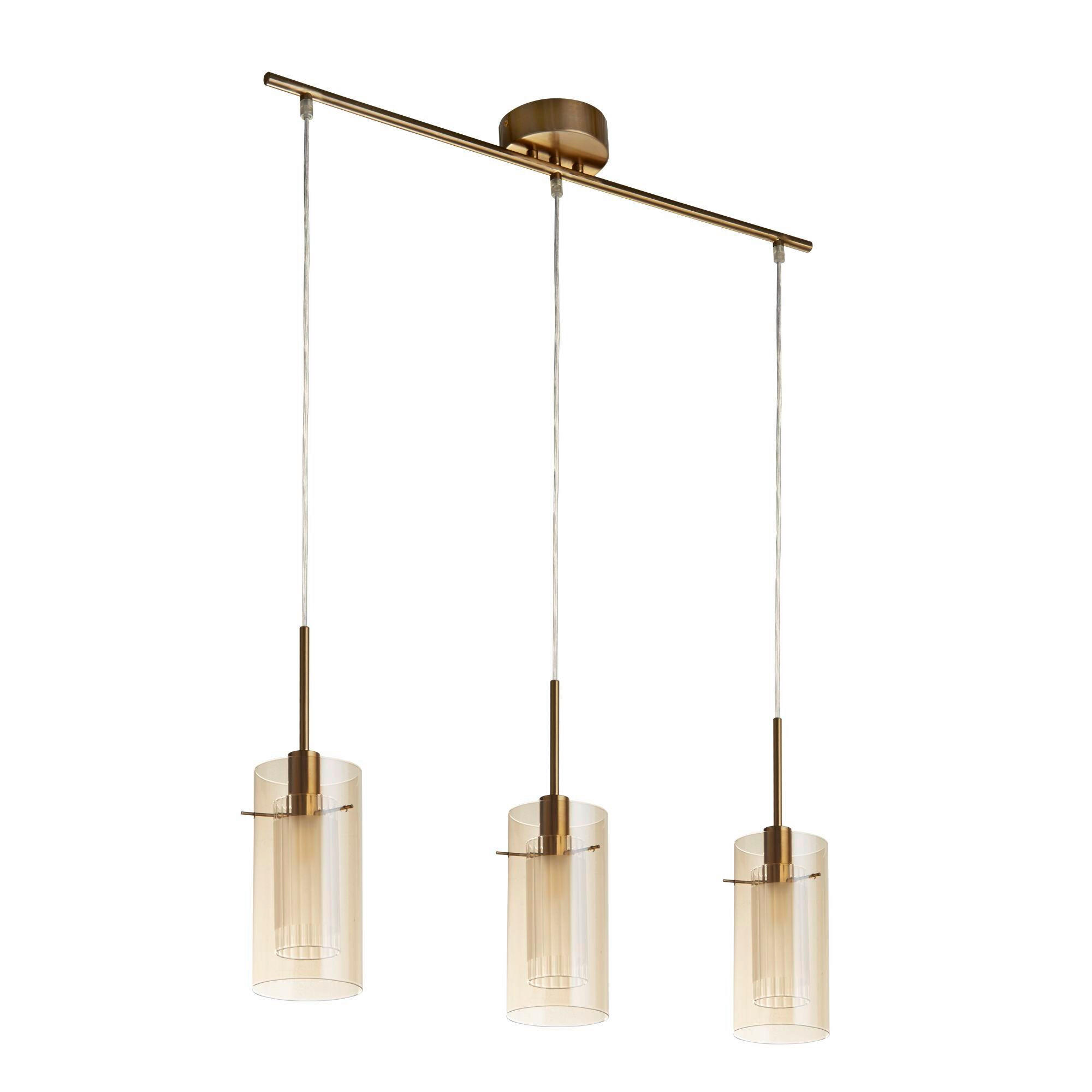 HÄNGELEUCHTE Duo 40/13/71 cm   - Messingfarben, MODERN, Glas/Metall (40/13/71cm) - Searchlight