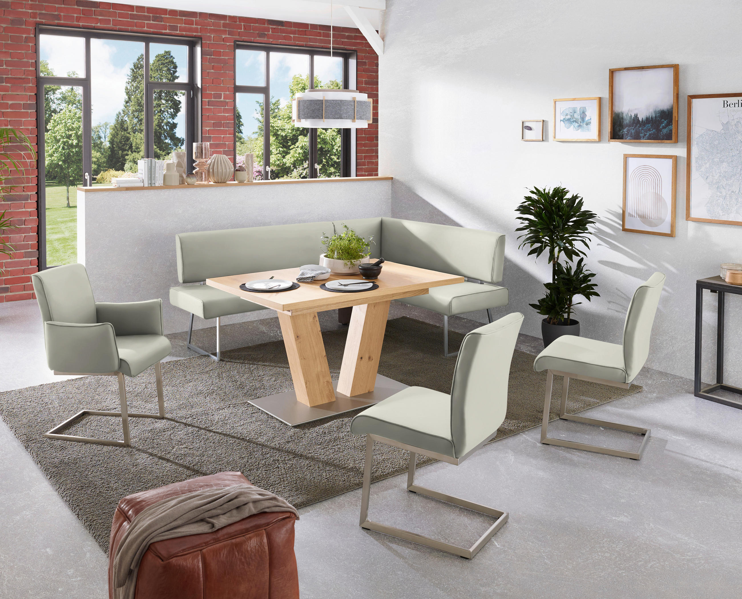 ARMLEHNSTUHL  in Stahl Mikrofaser  - Edelstahlfarben/Hellgrau, Design, Holzwerkstoff/Textil (63/91/60cm) - Dieter Knoll