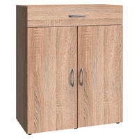 KOMODA, barve hrasta  - barve hrasta/barve aluminija, Basics, umetna masa/leseni material (80/98/40cm) - Xora