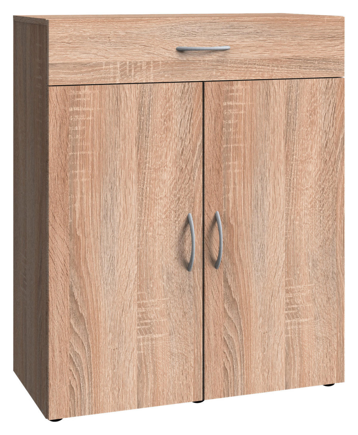 KOMODA, barve hrasta  - barve hrasta/barve aluminija, Basics, umetna masa/leseni material (80/98/40cm) - Xora