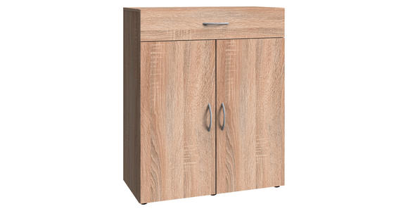 KOMMODE , 80/98/40 cm, 1 Schublade(n)  - Eichefarben/Alufarben, Basics, Holzwerkstoff/Kunststoff (80/98/40cm) - Xora