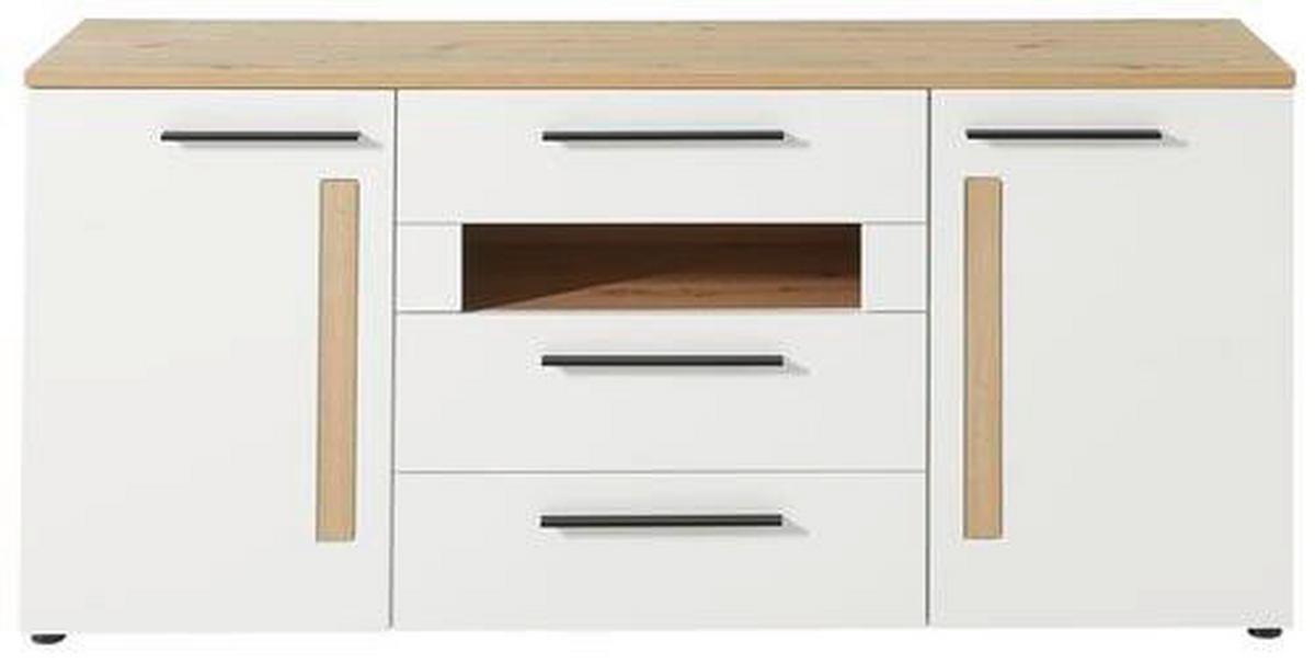 COMODĂ 180/81/44 cm  - alb/culoare lemn stejar, Modern, plastic/material pe bază de lemn (180/81/44cm) - Livetastic