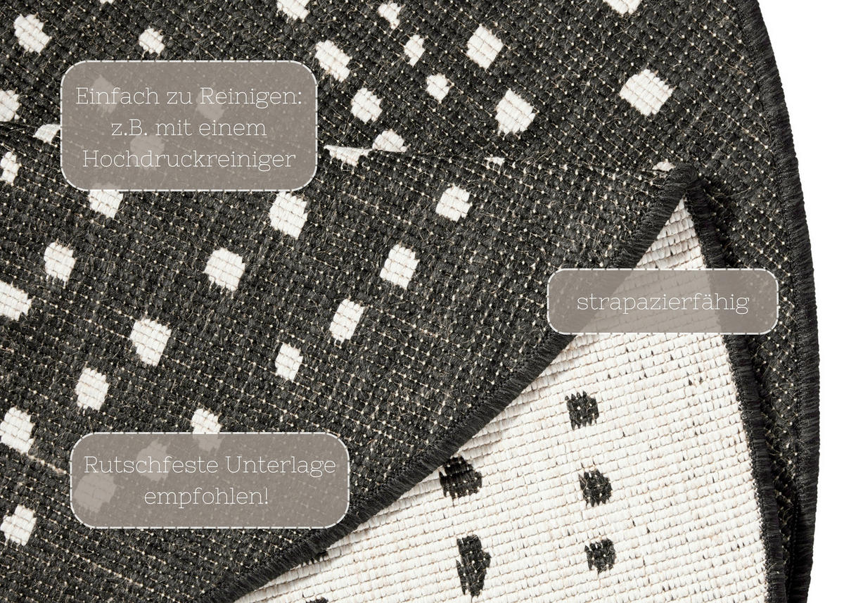 OUTDOORTEPPICH 200 cm Twin Creme, Schwarz  - Creme/Schwarz, Design, Kunststoff (200cm)