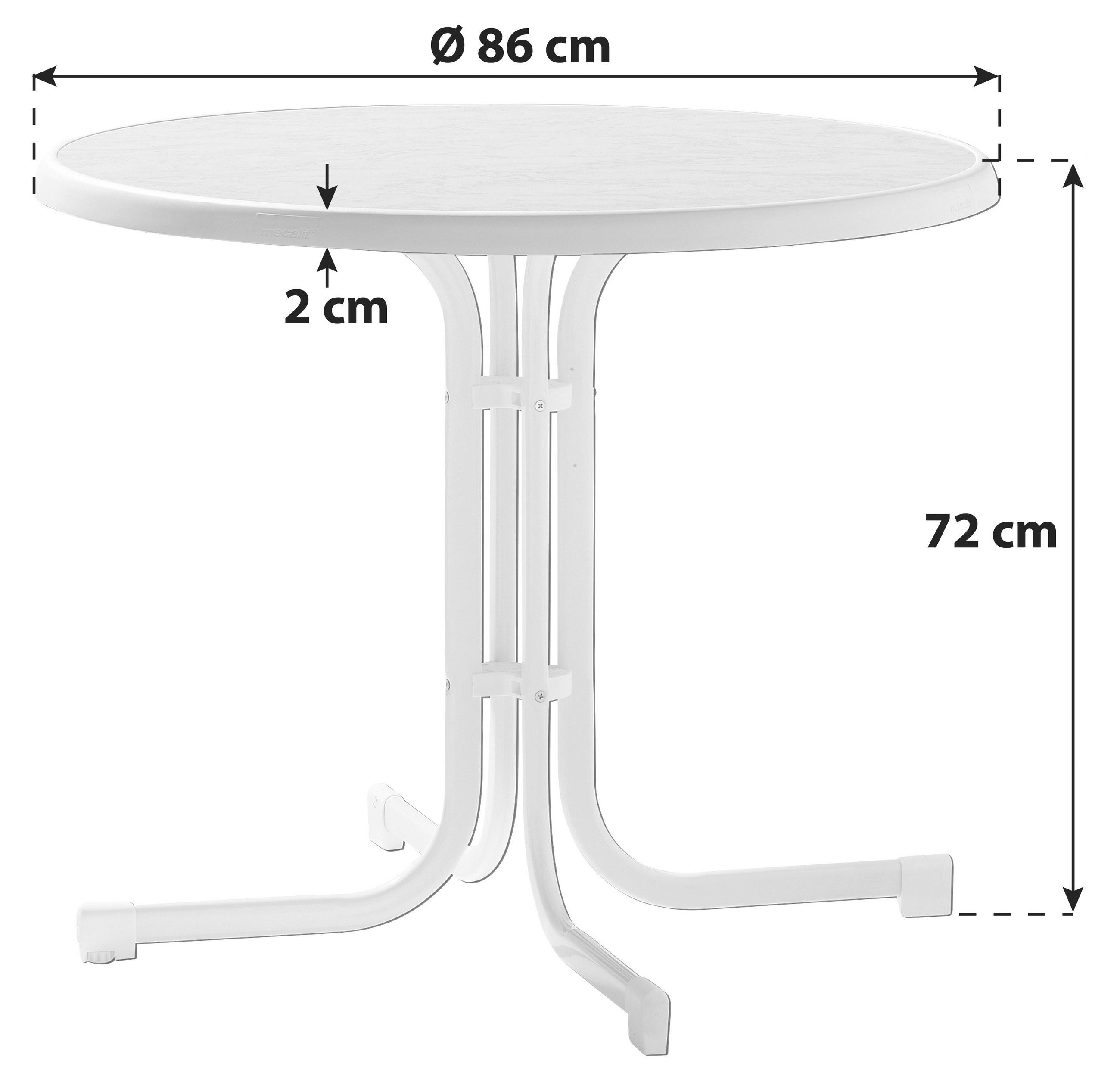 GARTENTISCH 86/86/72 cm Holzwerkstoff rund  - Weiß, MODERN, Holzwerkstoff/Metall (86/86/72cm) - Sieger