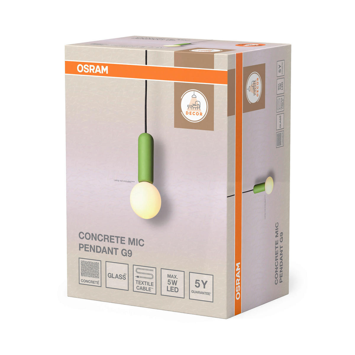 HÄNGELEUCHTE 10/120 cm  - Hellgrün, Basics, Stein (10/120cm) - Osram
