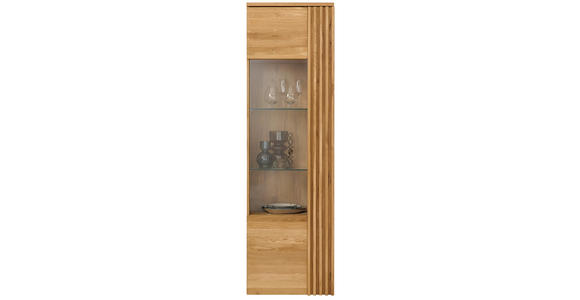 VITRINE  in massiv Eiche Eichefarben  - Eichefarben, Natur, Glas/Holz (59.6/200/44cm) - Linea Natura