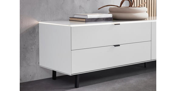 LOWBOARD Weiß  216,8/50,1/46 cm  - Schwarz/Weiß, Design, Holz/Metall (216,8/50,1/46cm) - Dieter Knoll