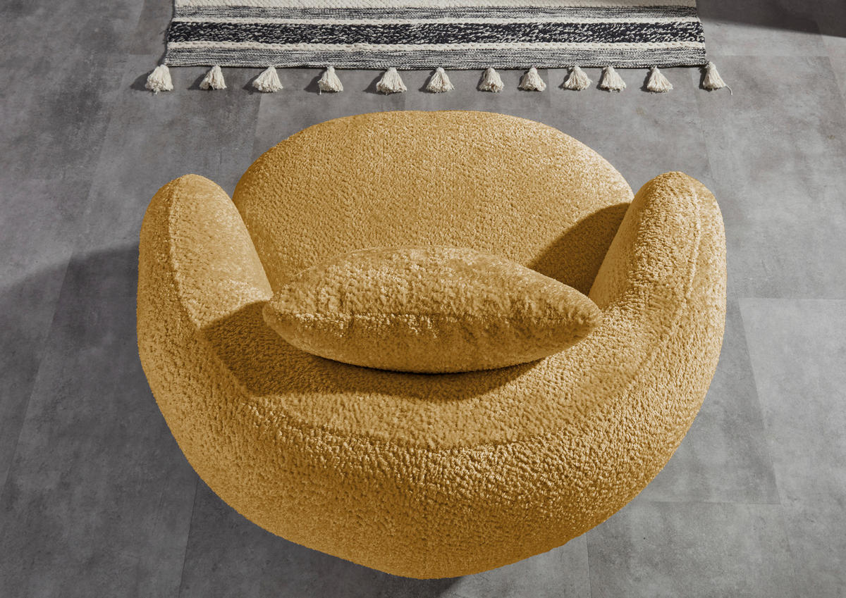 COCKTAILSESSEL in Chenille Senfgelb  - Senfgelb/Schwarz, Lifestyle, Textil/Metall (101/79/96cm) - Xora