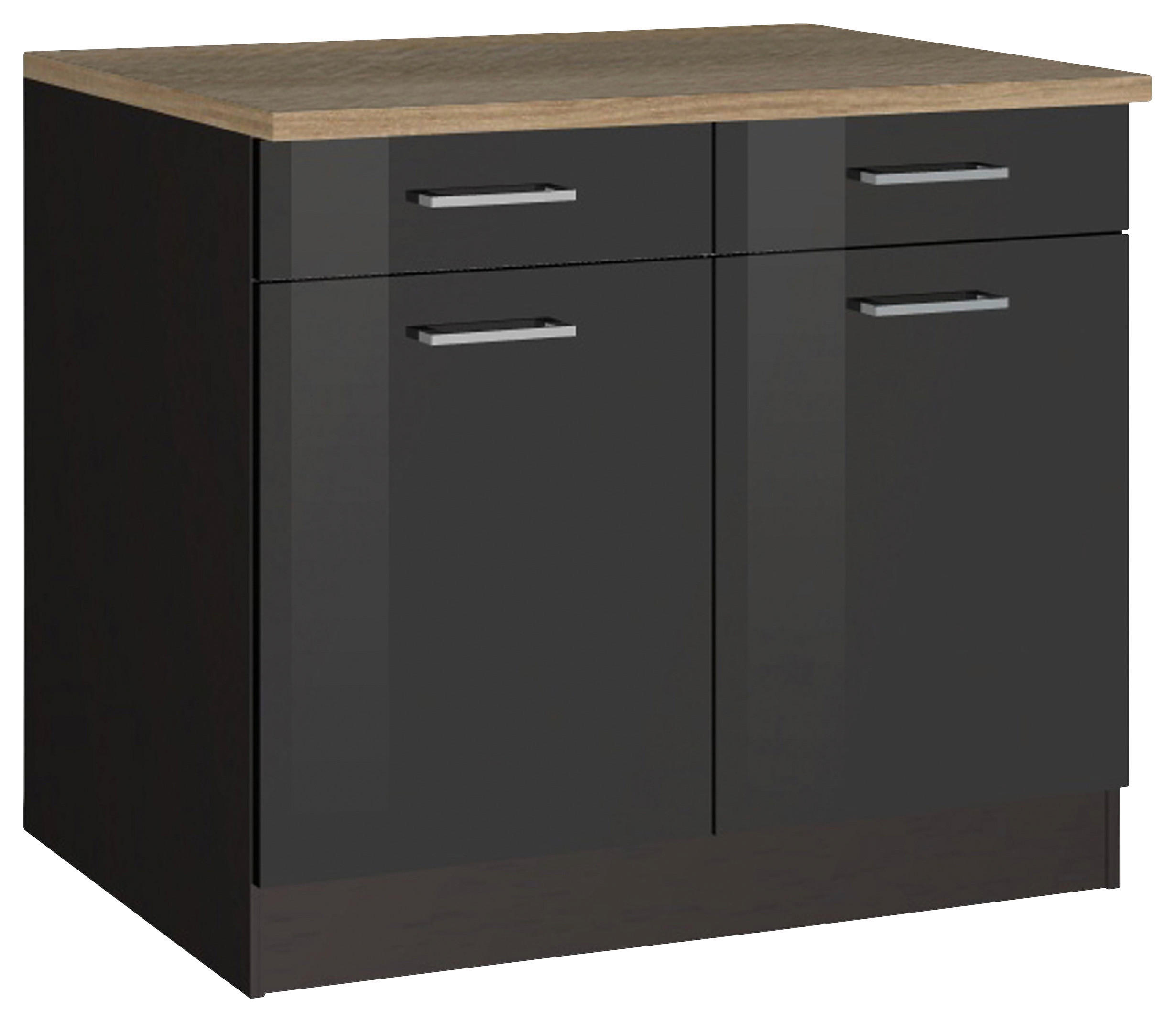 KÜCHENUNTERSCHRANK 100/85/60 cm  in Graphitfarben  - Silberfarben/Graphitfarben, MODERN, Holzwerkstoff/Metall (100/85/60cm) - Held