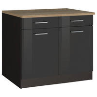 KÜCHENUNTERSCHRANK 100/85/60 cm  in Graphitfarben  - Silberfarben/Graphitfarben, MODERN, Holzwerkstoff/Metall (100/85/60cm) - Held