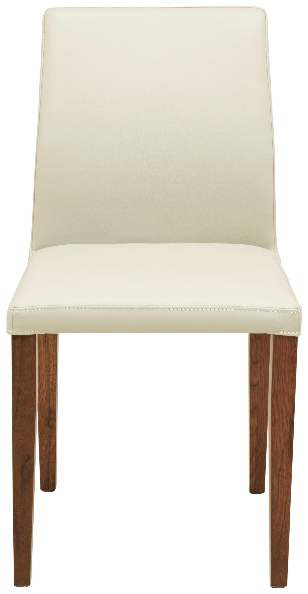 STUHL Echtleder Beige  - Beige/Walnussfarben, MODERN, Leder (47,5/87/57,5cm) - Livetastic