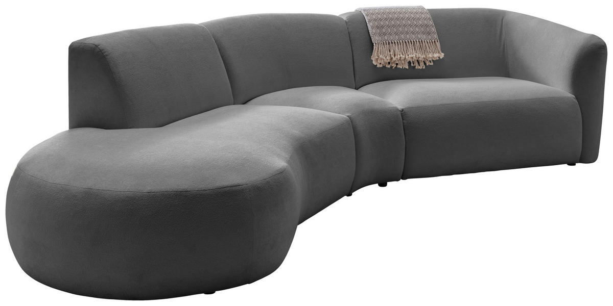 ECKSOFA in Mikrofaser Anthrazit  - Anthrazit/Schwarz, Modern, Kunststoff/Textil (182/276cm) - Livetastic