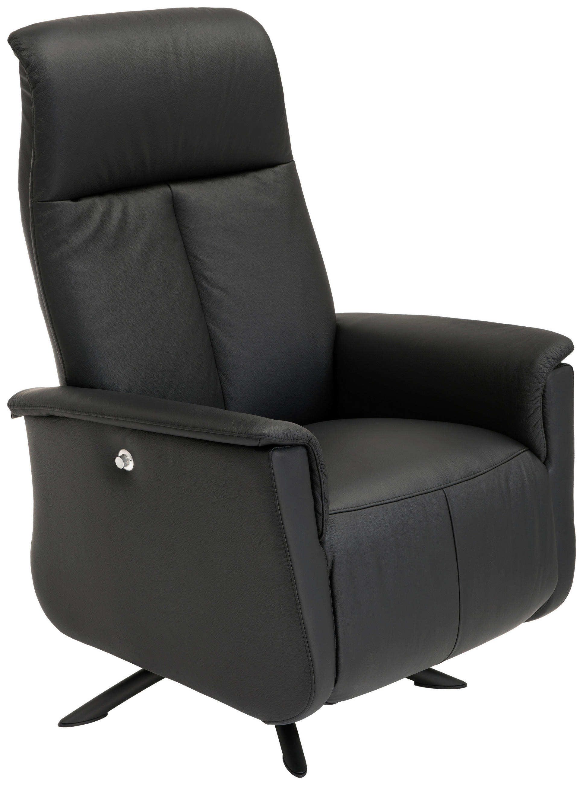 FÅTÖLJ i trä, metall, läder svart  - svart, Design, metall/läder (77/106/87cm) - Welnova