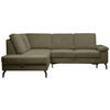 ECKSOFA Olivgrün Velours Bettkasten, Sitzvorzug  - Schwarz/Olivgrün, KONVENTIONELL, Textil/Metall (206/253cm) - Venda