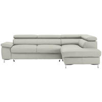 ECKSOFA in Echtleder Hellgrau  - Chromfarben/Hellgrau, Design, Leder/Metall (268/213cm) - Stylife