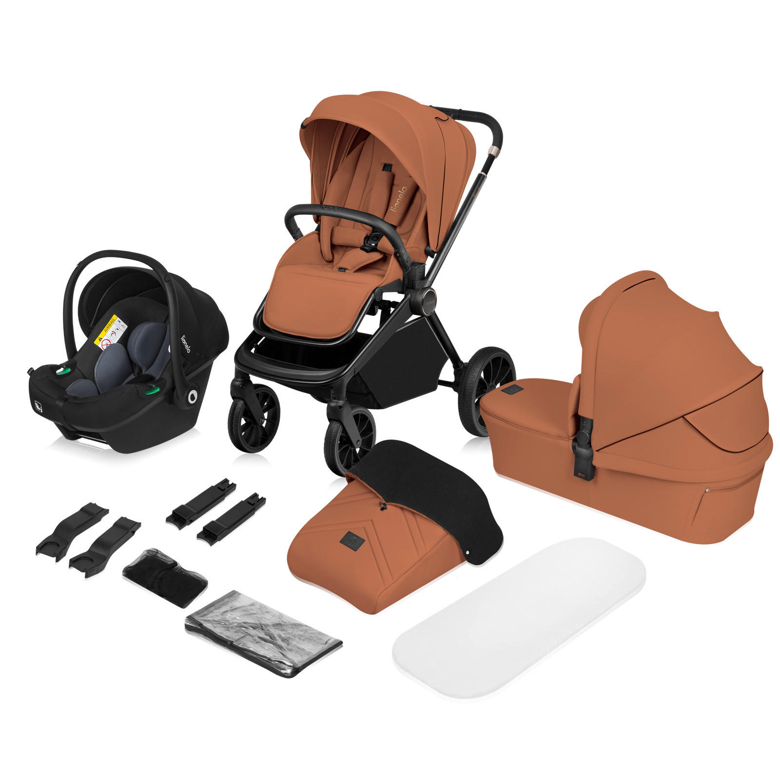 Lionelo Kinderwagenset Mika Plus 3 in 1 Cognac 62x110x93 cm