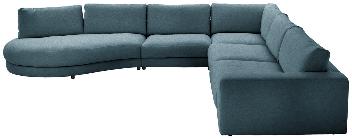 ECKSOFA in Flachgewebe Petrol  - Petrol/Schwarz, Design, Kunststoff/Textil (425/365cm) - Lomoco