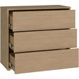 KOMMODE , 95/83/42 cm, 3 Schublade(n)  - Eichefarben/Silberfarben, Trend, Holzwerkstoff/Kunststoff (95/83/42cm) - Carryhome