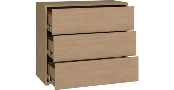 KOMMODE , 95/83/42 cm, 3 Schublade(n)  - Eichefarben/Silberfarben, Trend, Holzwerkstoff/Kunststoff (95/83/42cm) - Carryhome