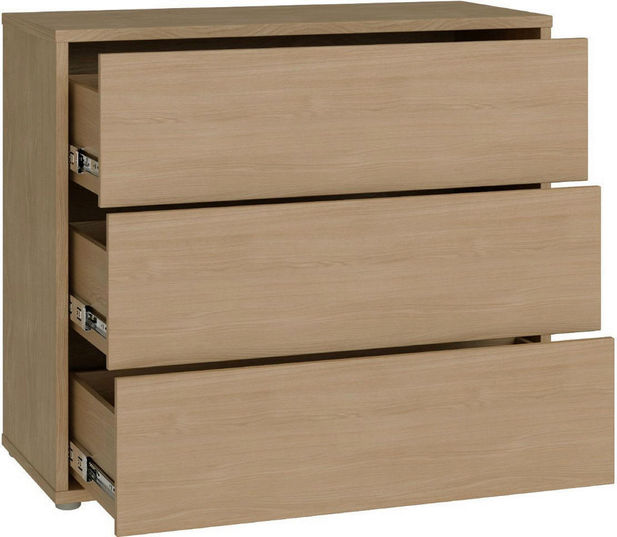 KOMMODE , 95/83/42 cm, 3 Schublade(n)  - Eichefarben/Silberfarben, Trend, Holzwerkstoff/Kunststoff (95/83/42cm) - Carryhome