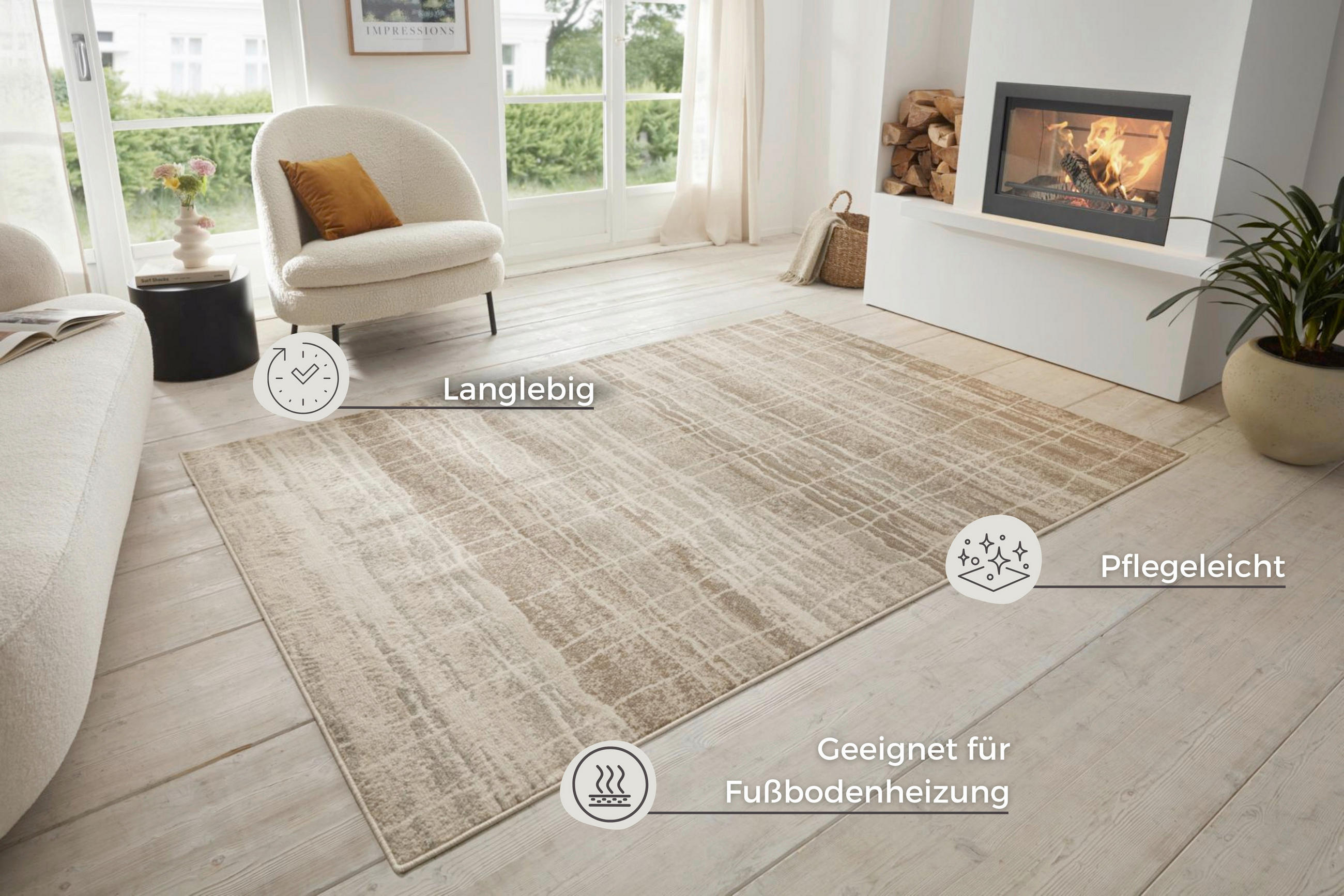 FLACHWEBETEPPICH 240/340 cm Terrain Creme  - Creme, Basics, Kunststoff/Textil (240/340cm)