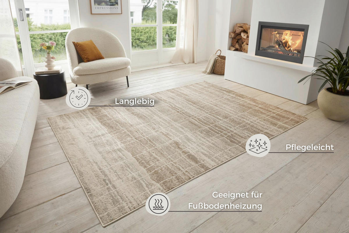 FLACHWEBETEPPICH 200/280 cm Terrain Creme  - Creme, Basics, Kunststoff/Textil (200/280cm)