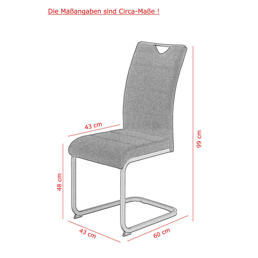 Thumbnail - Mid.you Schwingstuhl-Set, Schwarz, Metall, Textil, eckig, 43x99x60 cm, mit Griff, abwischbar, Esszimmer, Stühle, Esszimm...