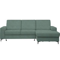 ECKSOFA Mintgrün Velours  - Schwarz/Mintgrün, KONVENTIONELL, Textil/Metall (247/167cm) - Stylife