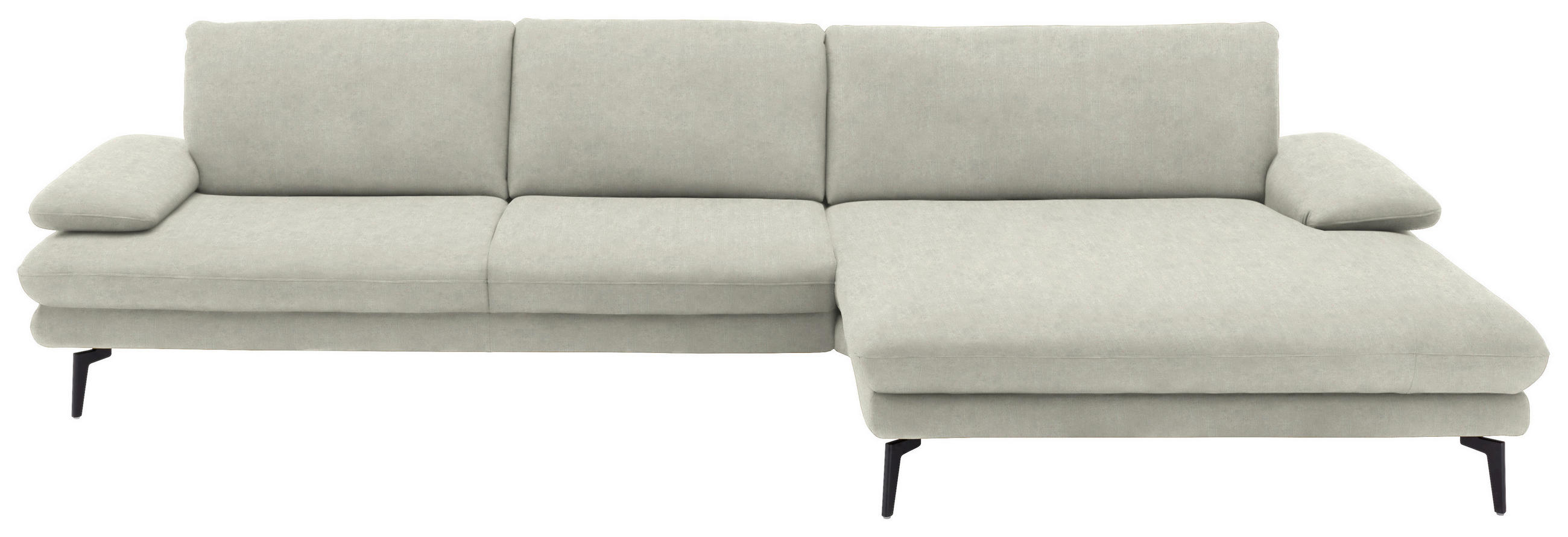 CANAPÉ D'ANGLE in Velours Ecru - Ecru/Schwarz, Design, Textil/Metall (310/180cm) - Dieter Knoll