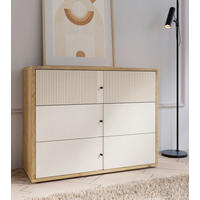 Comodă 104,8/83,1/42 cm  - culoare lemn stejar/nisipiu, Modern, plastic/metal (104,8/83,1/42cm) - Voleo