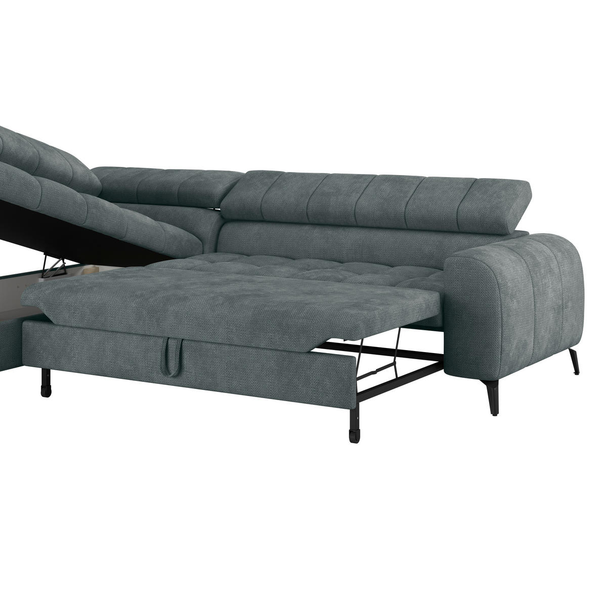 ECKSOFA in Grau  - Schwarz/Grau, Trend, Kunststoff/Textil (203/261cm) - Livetastic