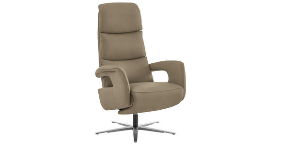 RELAXSESSEL in Leder Schlammfarben  - Edelstahlfarben/Schlammfarben, Design, Leder/Metall (76/119/86cm) - Dieter Knoll