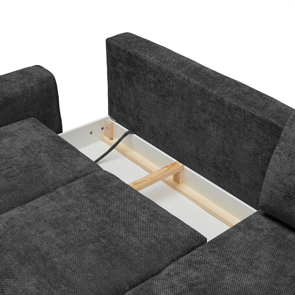 ECKSOFA in Webstoff Schwarz  - Schwarz, Modern, Textil/Metall (255/164cm) - MID.YOU