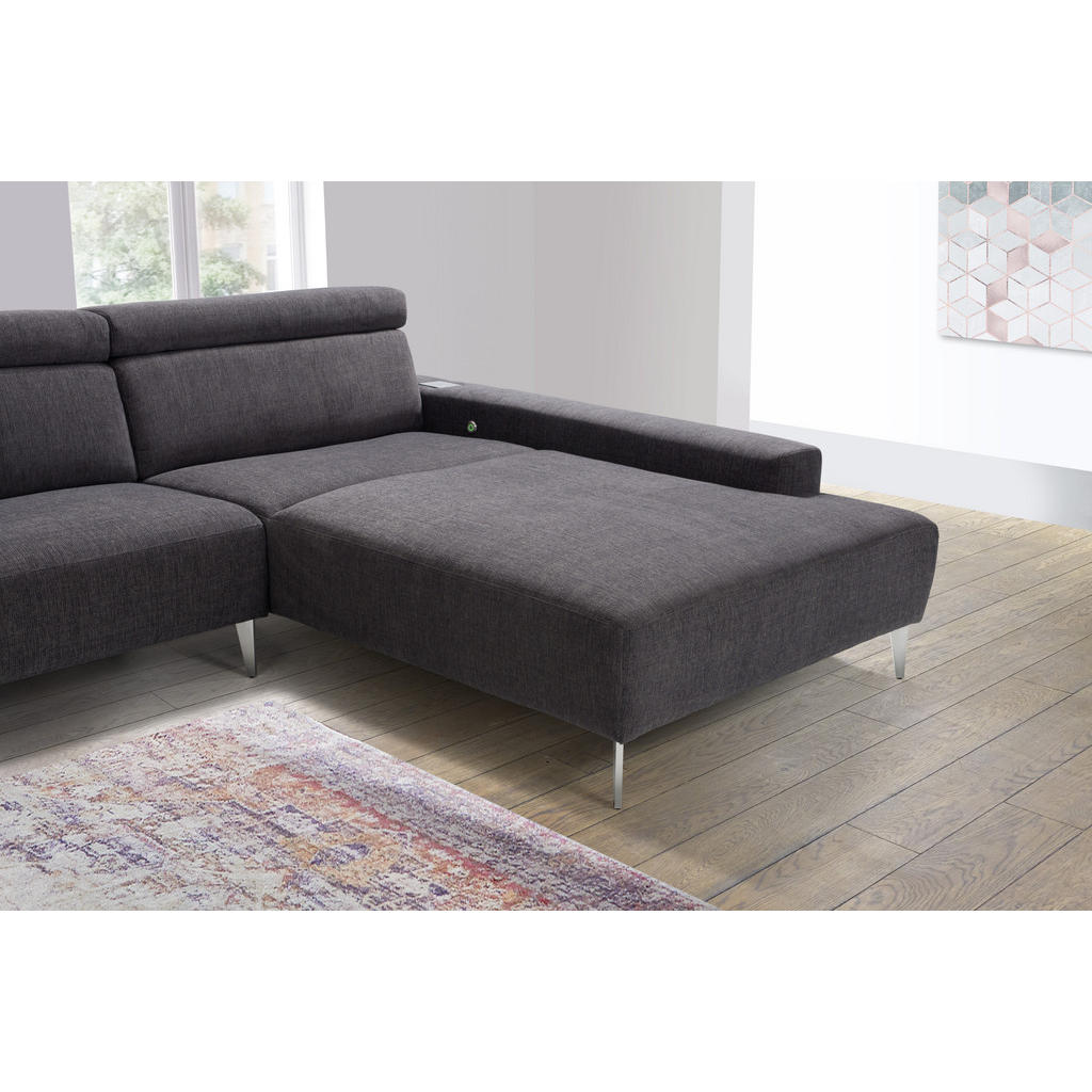 Thumbnail - Sedda Ecksofa, Dunkelbraun, Textil, Uni, 5-Sitzer, Ottomane rechts, L-Form, 308x205 cm, Austria Gütezeichen, AZO-frei, F...