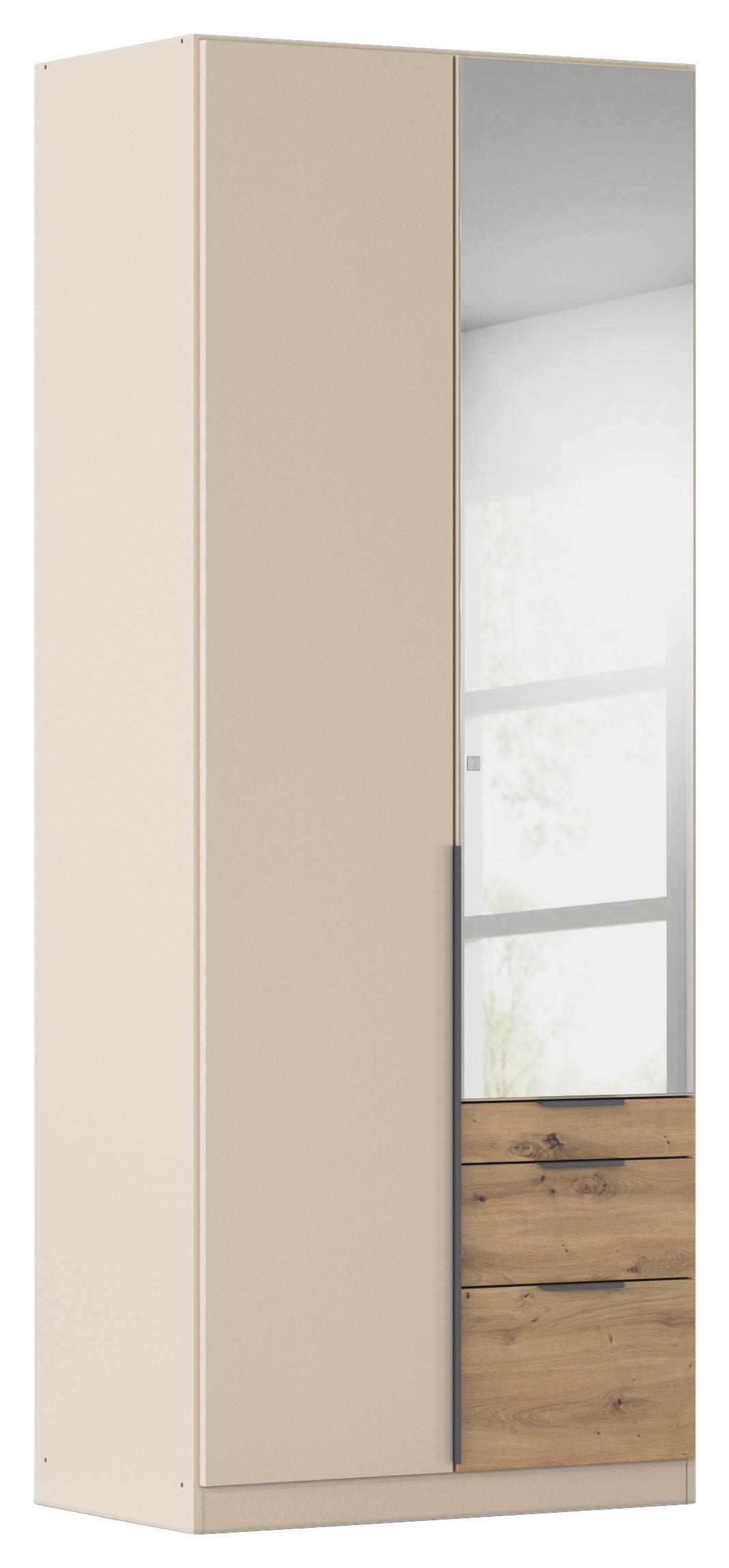 Drehtürenschrank Alabama-Super Spiegelmit Laden, B: 91 cm