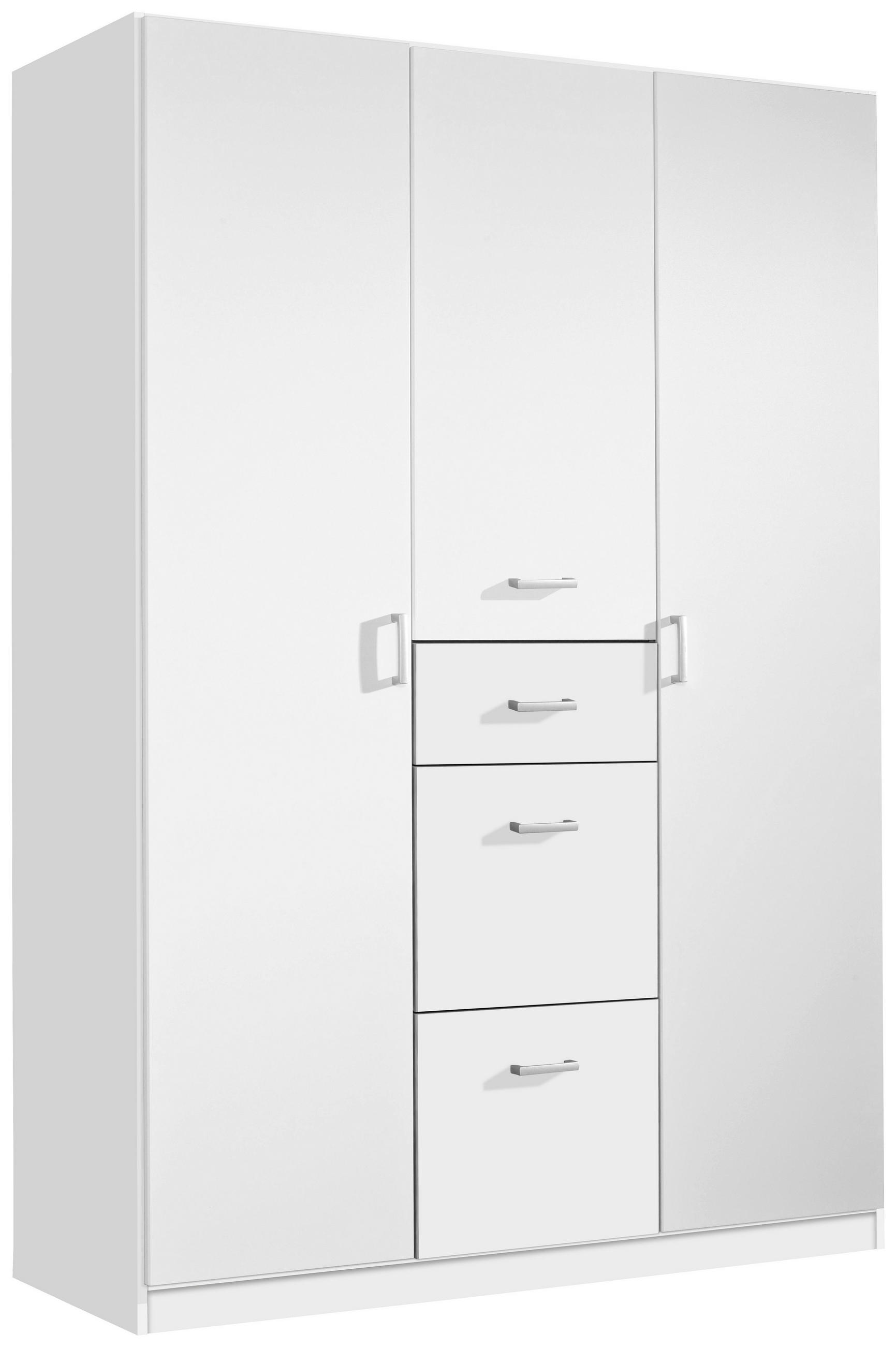 DREHTÜRENSCHRANK 3-türig Weiß - Alufarben/Weiß, MODERN, Holzwerkstoff/Kunststoff (136/197/54cm) - MID.YOU