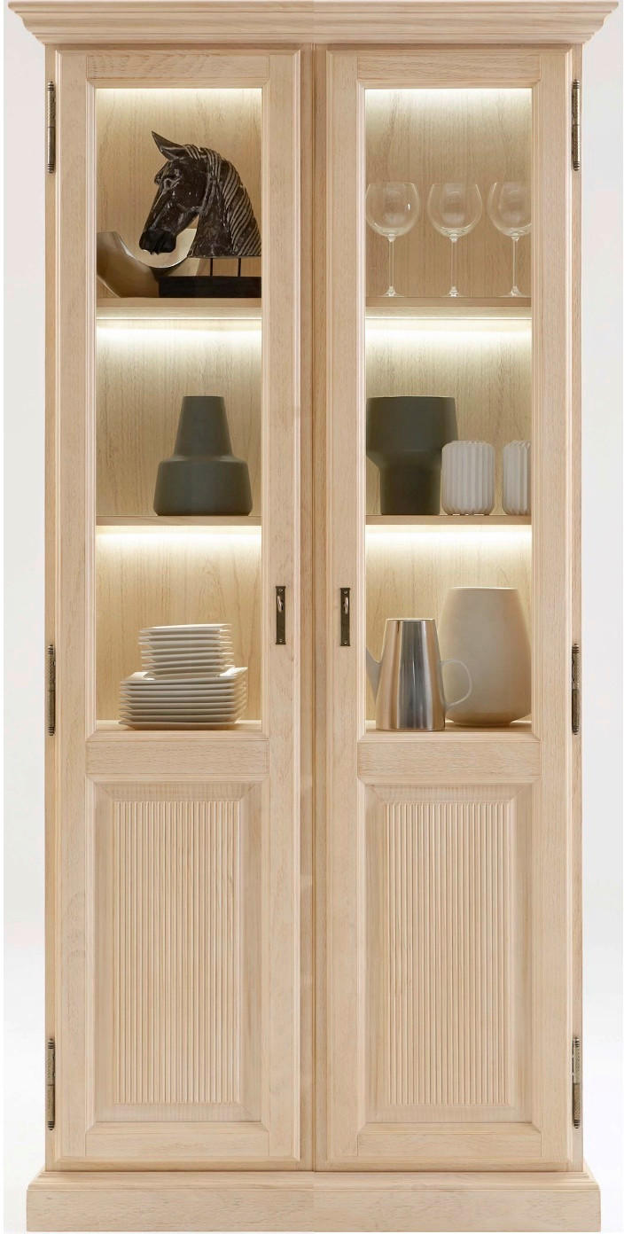 VITRINE in massiv Pinie Beige  - Beige, Design, Holz (110/220/47cm) - Livetastic