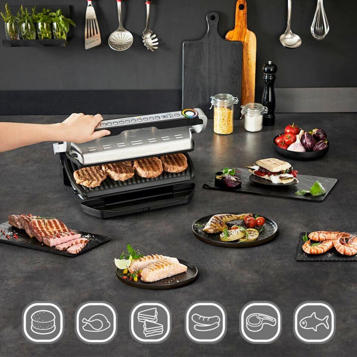 KONTAKTNI ŽAR   - srebrne barve, Basics, kovina (36.5/44/17.5cm) - Tefal