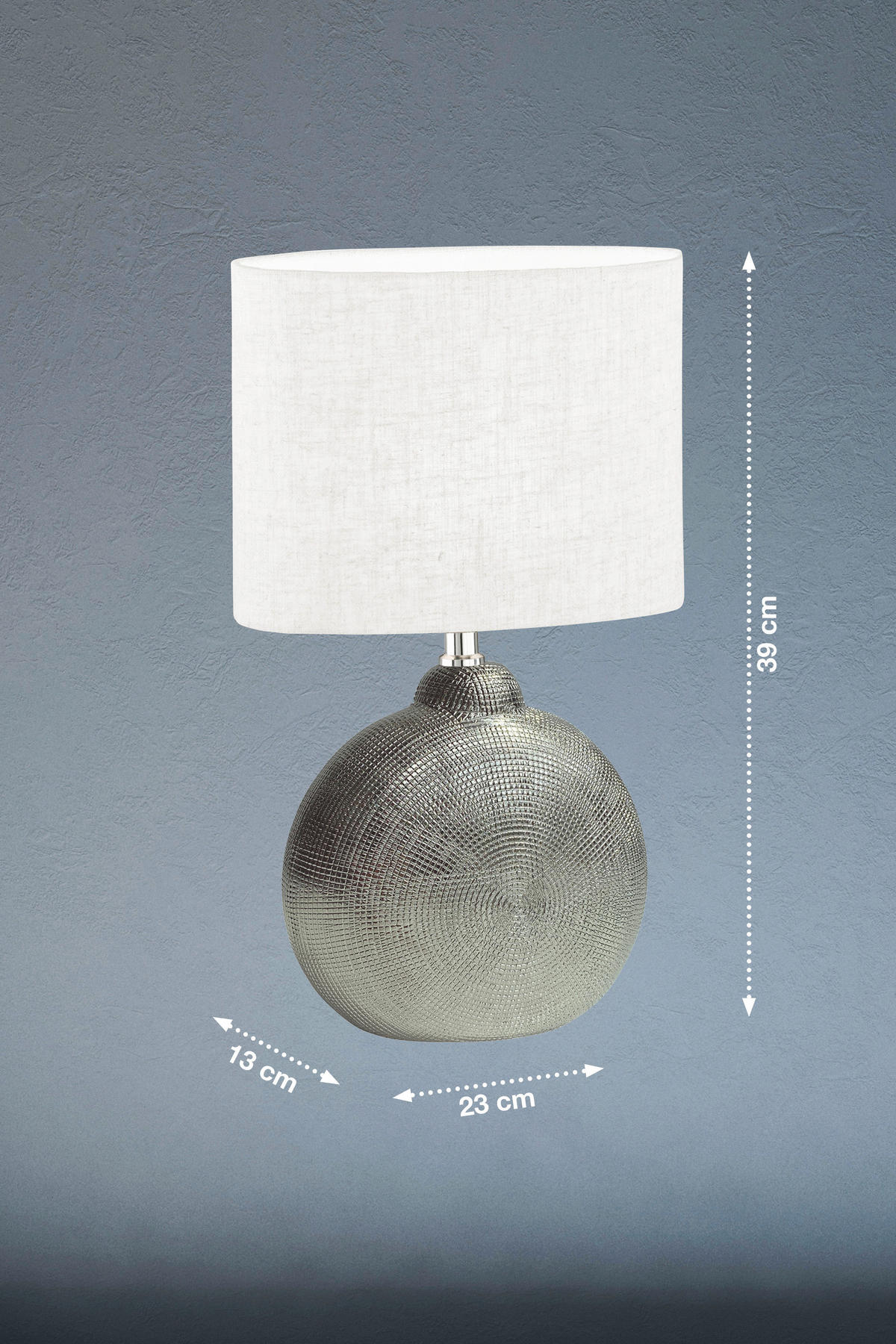 TISCHLEUCHTE 23/13/39 cm   - Silberfarben/Weiß, Basics, Keramik/Textil (23/13/39cm) - Fischer & Honsel